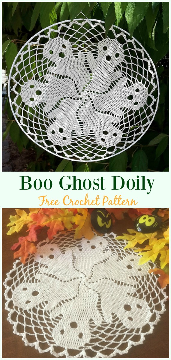 Boo Ghost Doily Crochet Free Pattern - #Crochet; #Doily; Free Patterns