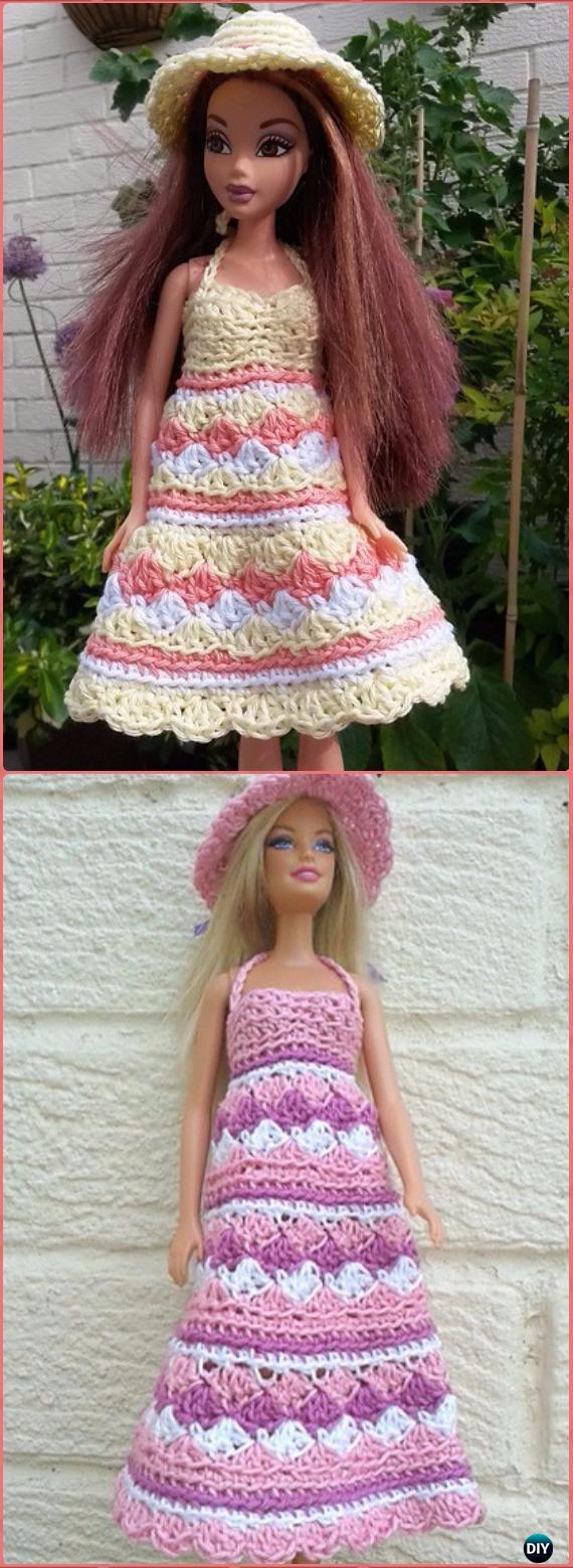 Crochet Barbie Summer Dress and Hat Free Pattern - Crochet Barbie Fashion Doll Clothes Outfits Free Patterns