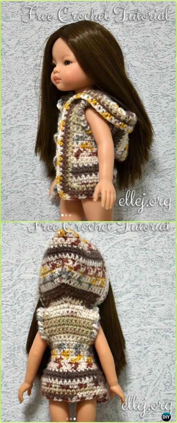 Crochet Doll Hoodie Vest Free Pattern - Crochet Barbie Fashion Doll Clothes Outfits Free Patterns