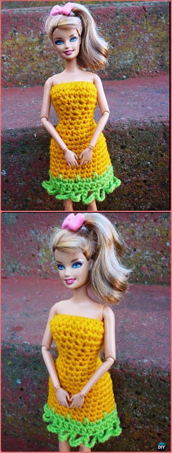 Crochet Barbie Carrot Dress Free Pattern - Crochet Barbie Fashion Doll Clothes Outfits Free Patterns