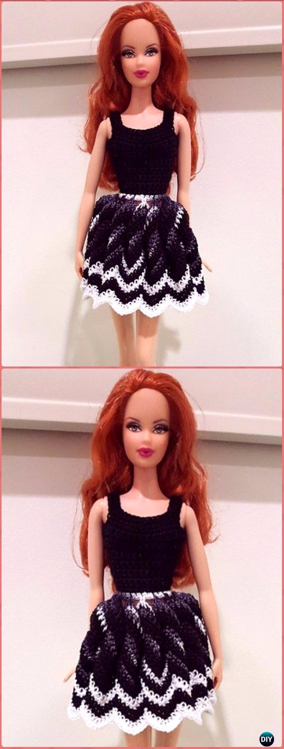 Crochet Barbie Twisted Chevron Dress Free Pattern - Crochet Barbie Fashion Doll Clothes Outfits Free Patterns