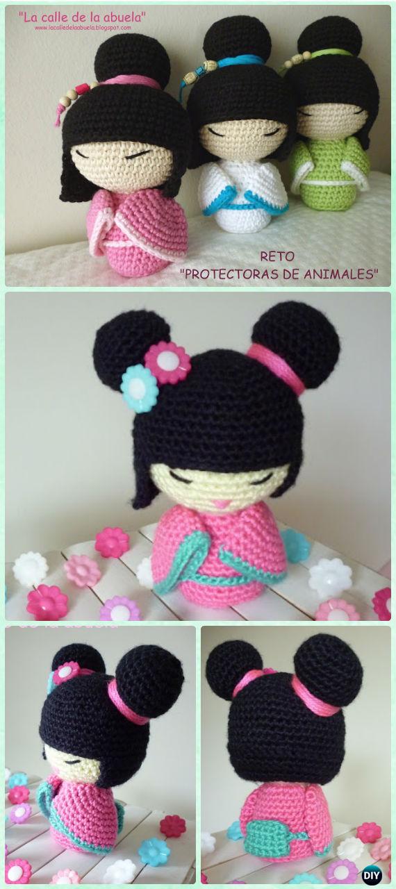 Crochet Amigurumi Japanese Doll Kokeshi Free Pattern - Crochet Doll Toys Free Patterns