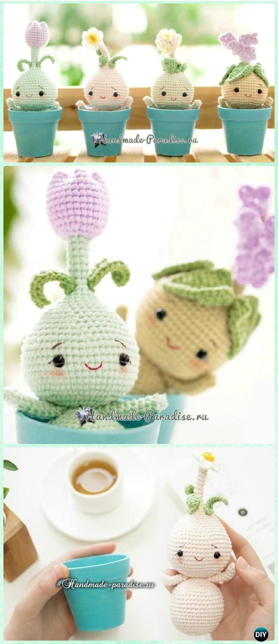 Crochet Amigurumi Spring Bulb Flower Doll Free Pattern - Crochet Doll Toys Free Patterns