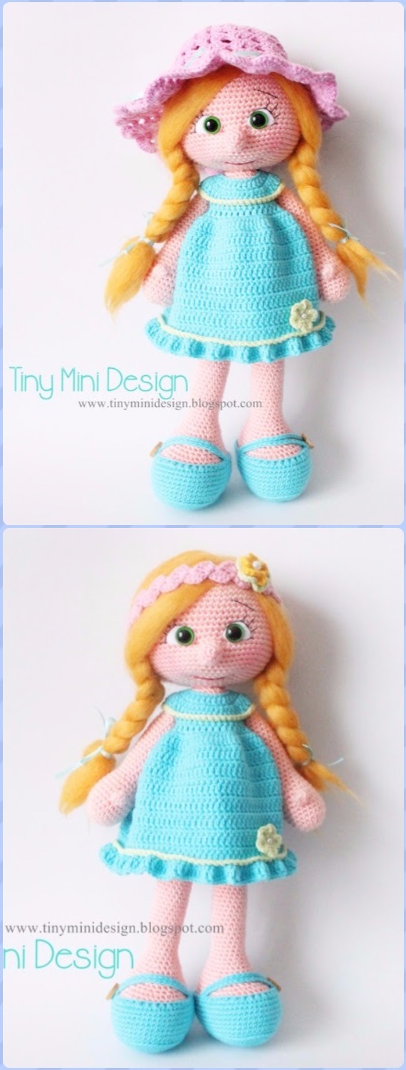 Crochet Blue Dress Doll Free Pattern - Crochet Doll Toys Free Patterns