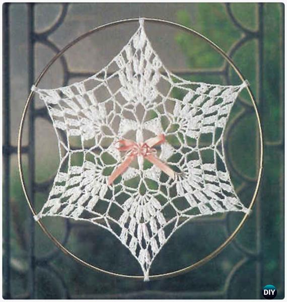 Crochet Pineapple Snowflake Suncatcher Free Patterns - Crochet Dream Catcher Free Patterns