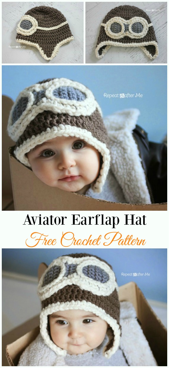 Aviator Earflap Hat Crochet Free Pattern - #Crochet; #EarFlap; Hat Free Patterns