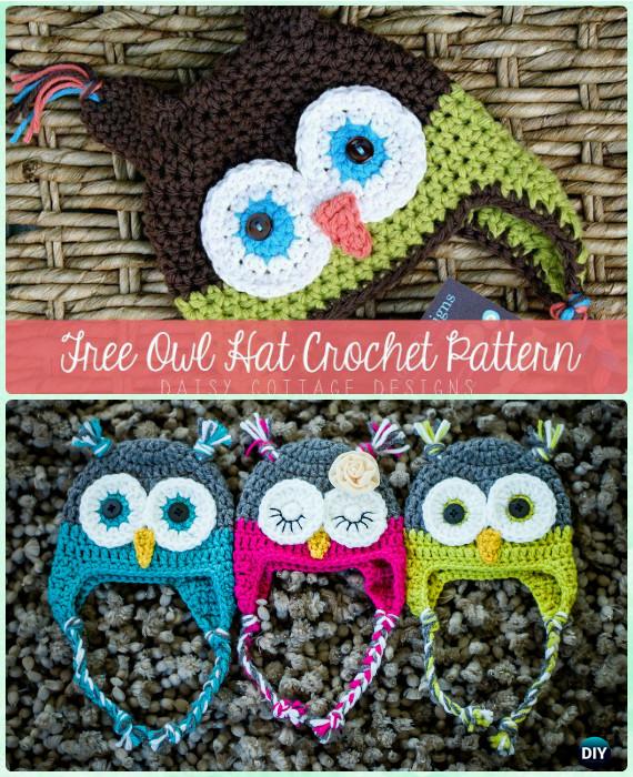 Crochet Owl Hat Free Pattern Instructions-DIY Crochet Ear Flap Hat Free Patterns