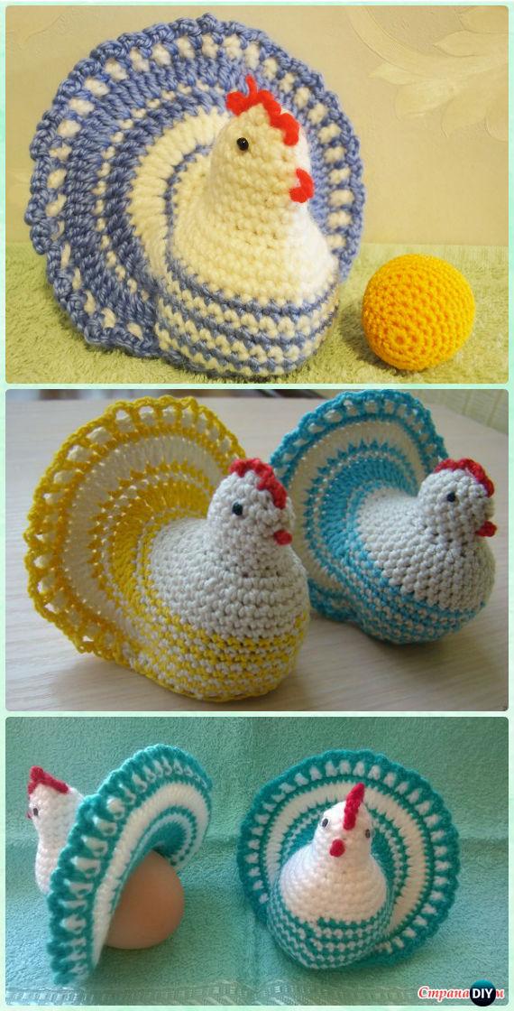 Crochet Easter Chicken with Open Tail Free Pattern [Egg Cozy Video] -Crochet Easter Chicken Free Patterns 