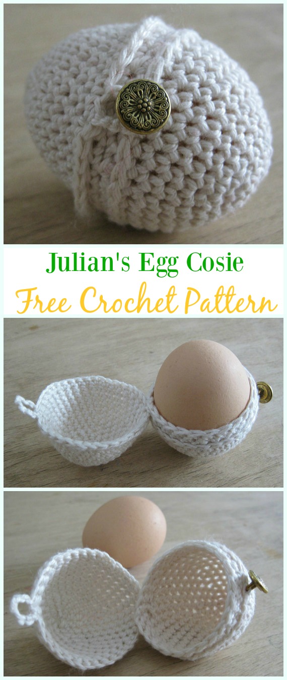Crochet Julian's Egg Cosie Free Pattern - #Crochet, #Easter; Egg Cozy&Holder Free Patterns 
