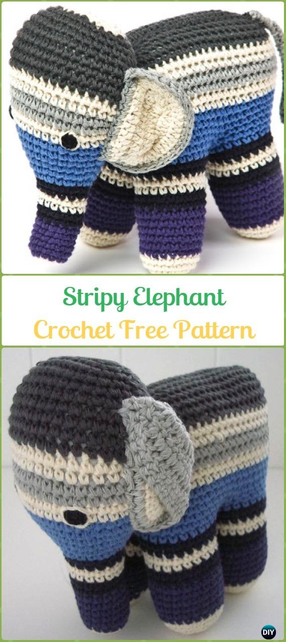 Crochet Stripy Elephant Amigurumi Free Pattern - Crochet Elephant Free Patterns 