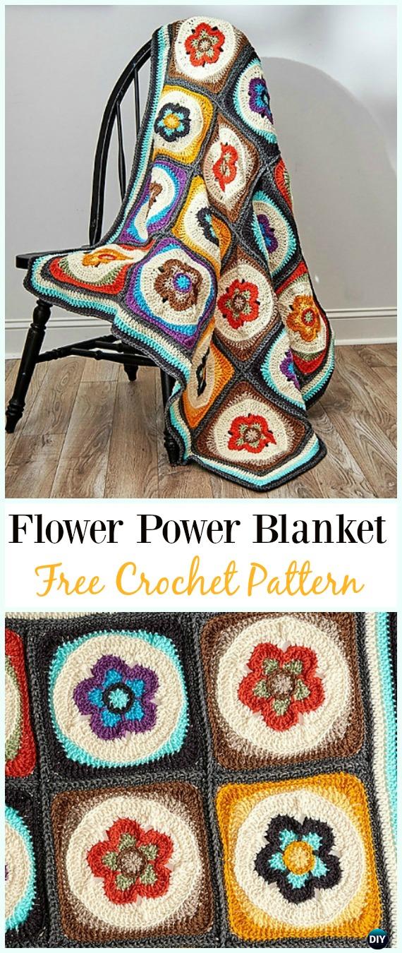 Crochet Flower Power Blanket Free Pattern - #Crochet; Flower #Blanket; Free Patterns