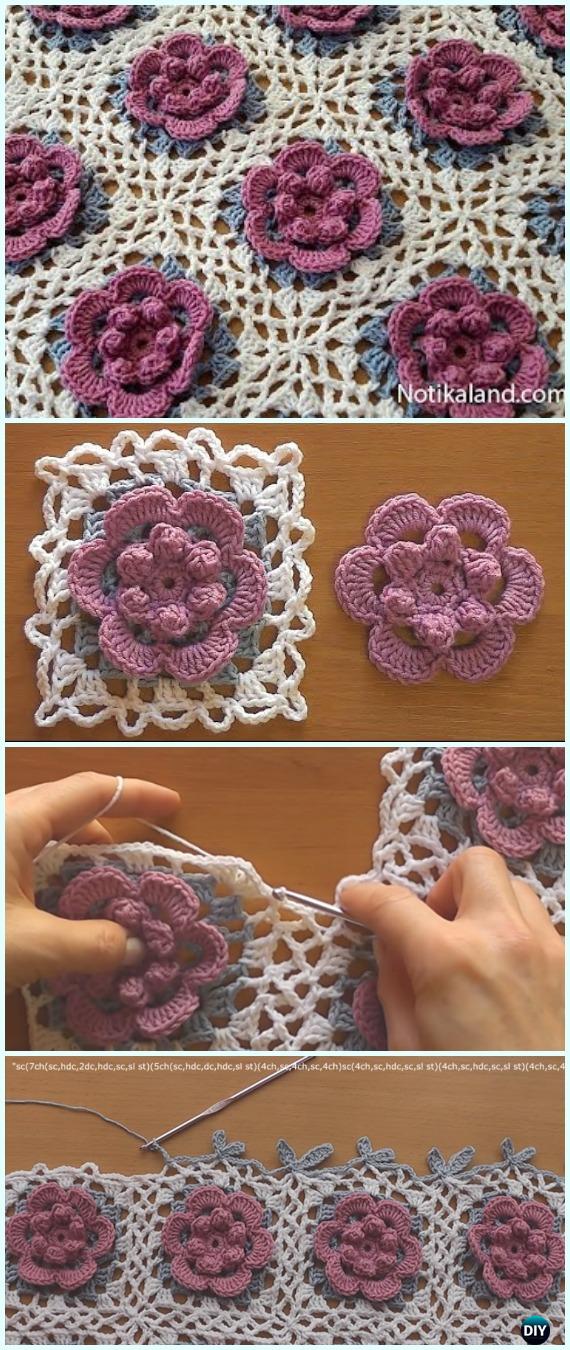 Modèle gratuit de couverture de fleurs au crochet Round Up