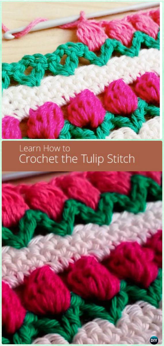 How to Crochet Tulip Stitch Free Pattern [Video] - Crochet Flower Stitch Free Patterns 