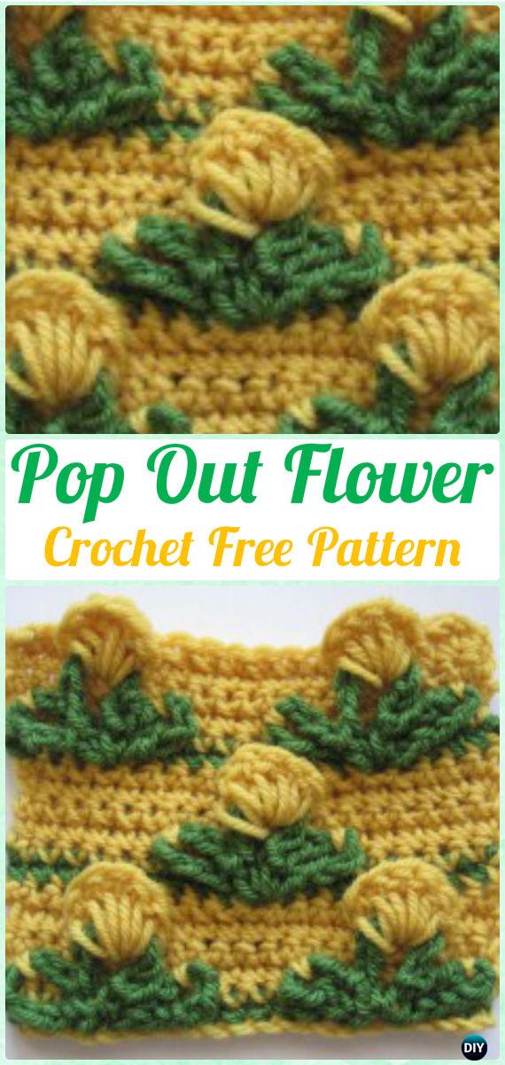 Crochet Pop Out Flower Stitch Free Pattern - Crochet Flower Stitch Free Patterns 
