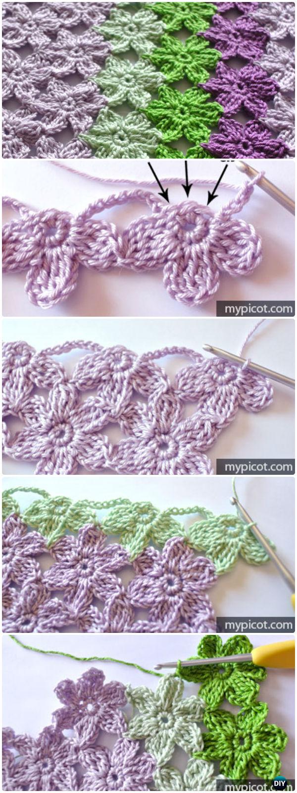Crochet Joint Flower Stitch Free Pattern - Crochet Flower Stitch Free Patterns