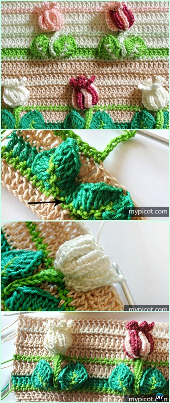 Crochet Textured Tulip Stitch Free Pattern - Crochet Flower Stitch Free Patterns