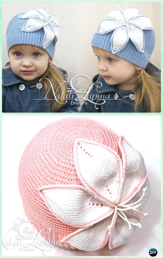 Crochet Lily Flower Hat Free Pattern- Crochet Girls Flower Hat Free Patterns