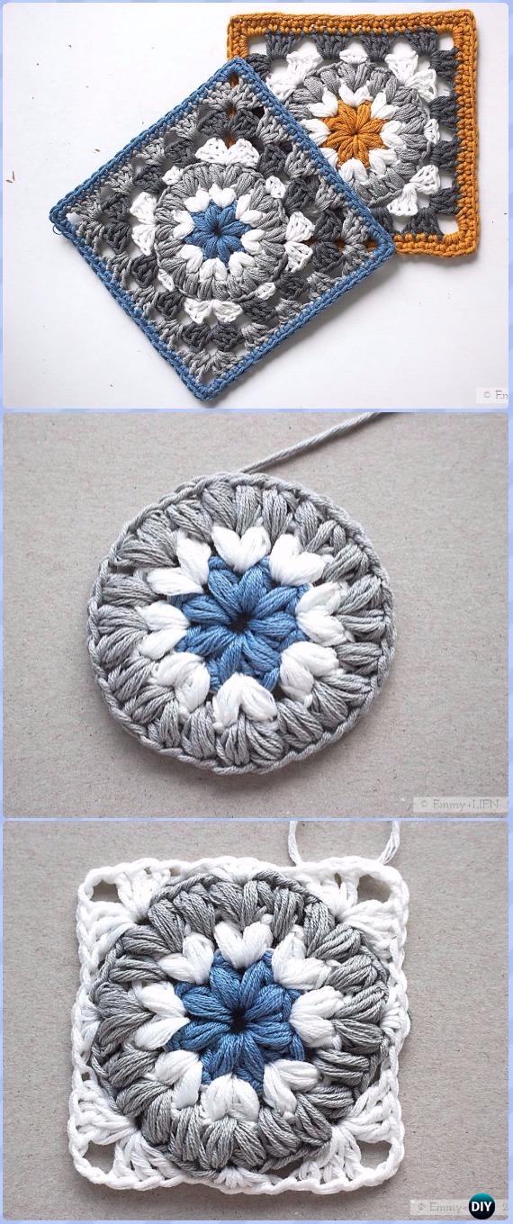Crochet Triple Puff Granny Square Free Pattern - Crochet Granny Square Free Patterns