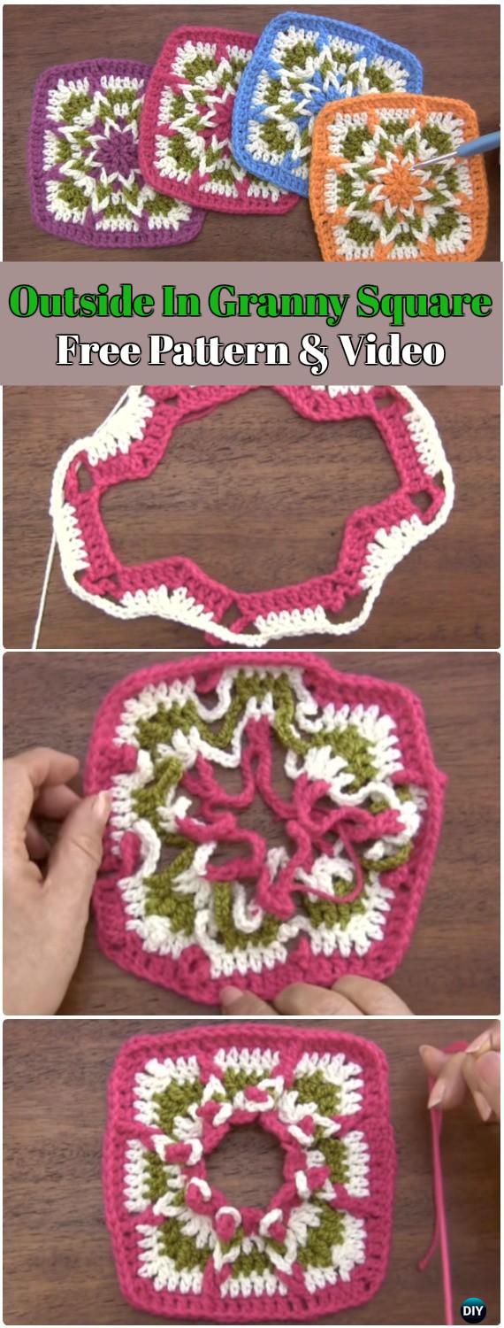 Crochet Outside In Granny Square Free Pattern - Crochet Granny Square Free Patterns