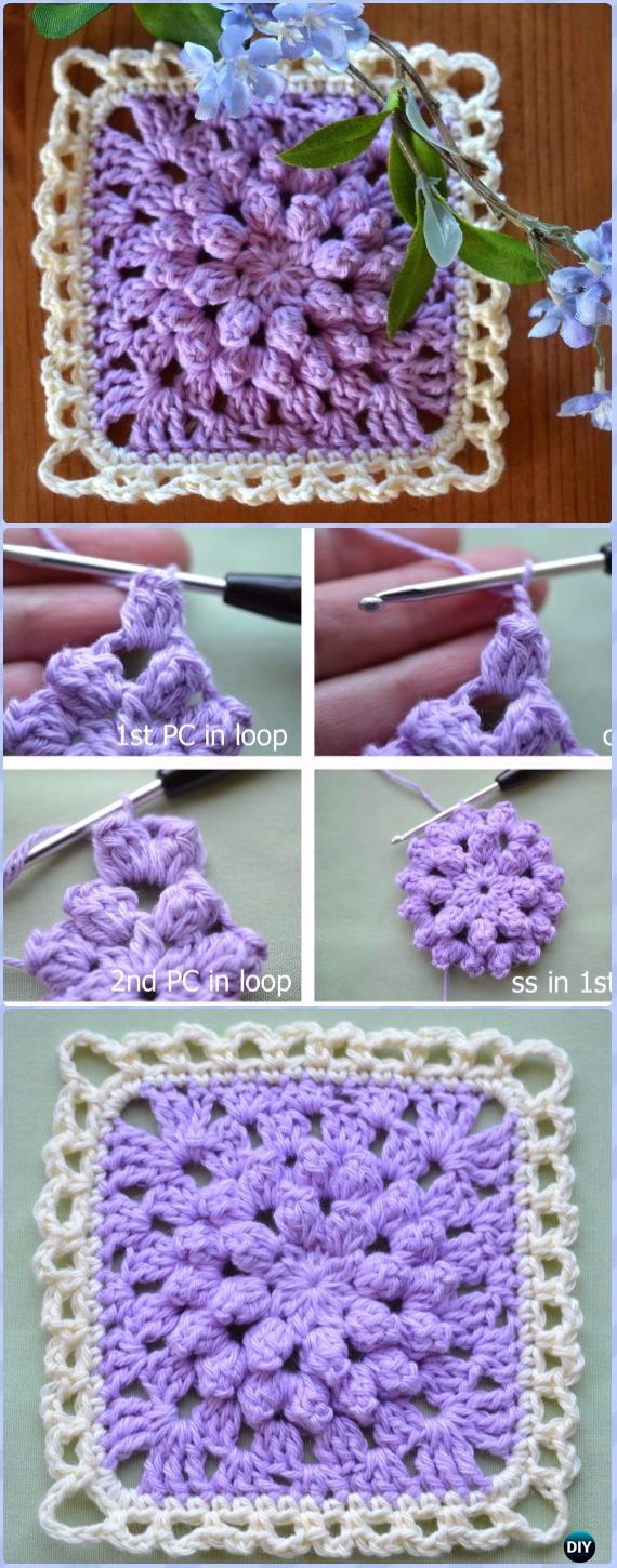 Crochet Easy Popcorn Granny Free Pattern - Crochet Granny Square Free Patterns