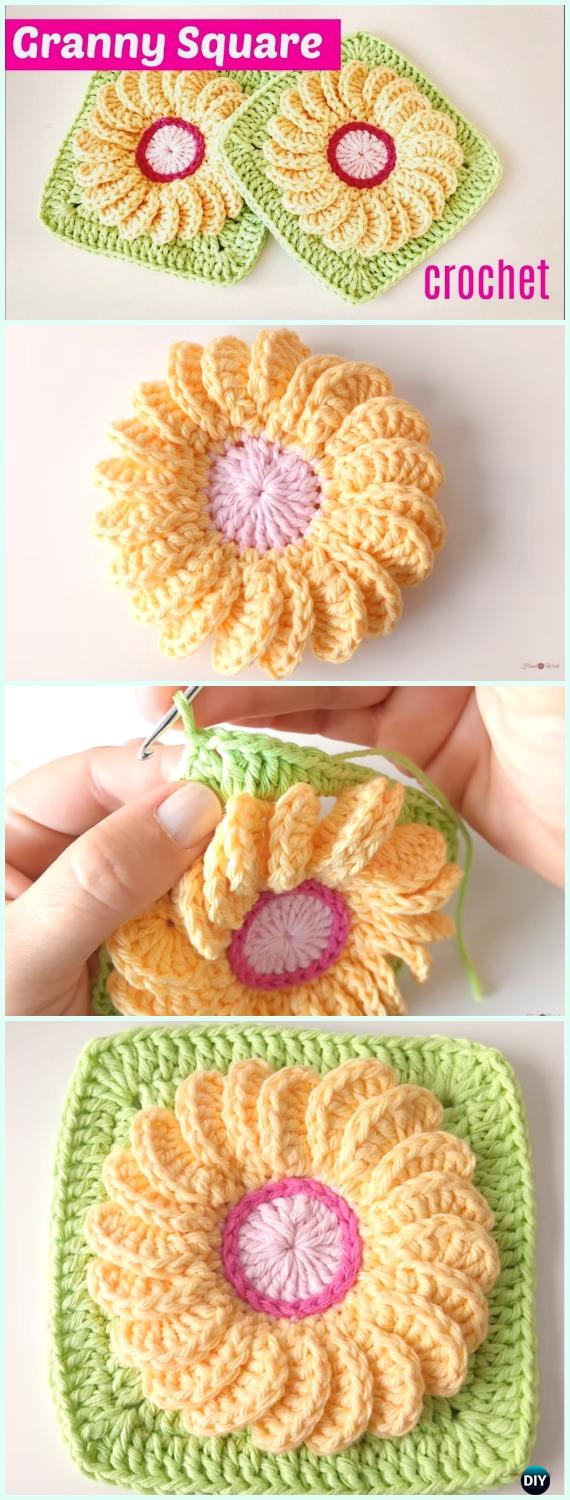 Crochet Margarita Flower Granny Square Free Pattern Video - #Crochet #Granny Square Free Patterns