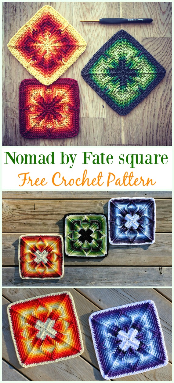 Crochet Nomad by Fate Square  Free Pattern  - #Crochet #Granny Square Free Patterns