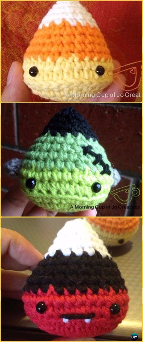 Crochet Halloween Candy Corn Creatures Free Pattern -Crochet Halloween Amigurumi Free Patterns