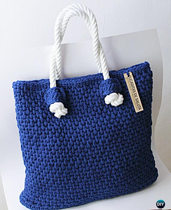 Crochet fettuccia Tote Bag Free Pattern [Video] - Crochet Handbag Free Patterns Instructions