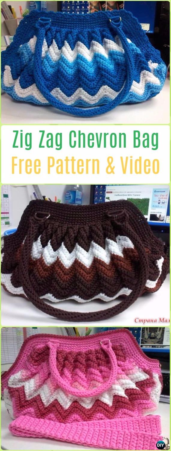Crochet Zig Zag Chevron Bag Free Pattern - #Crochet Handbag Free Patterns