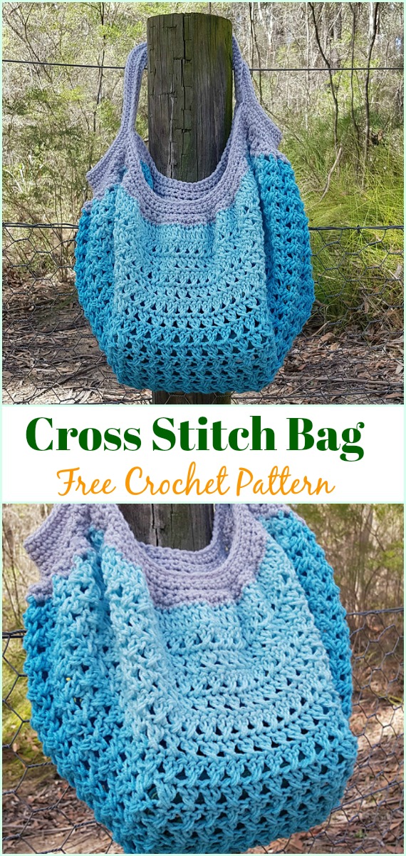Cross Stitch Bag Free Crochet Pattern - #Crochet #Handbag Free Patterns 