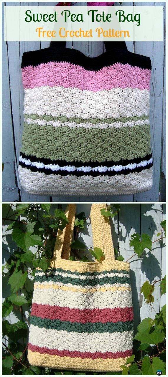 Sweet Pea Tote Bag Free Crochet Pattern - #Crochet #Handbag Free Patterns
