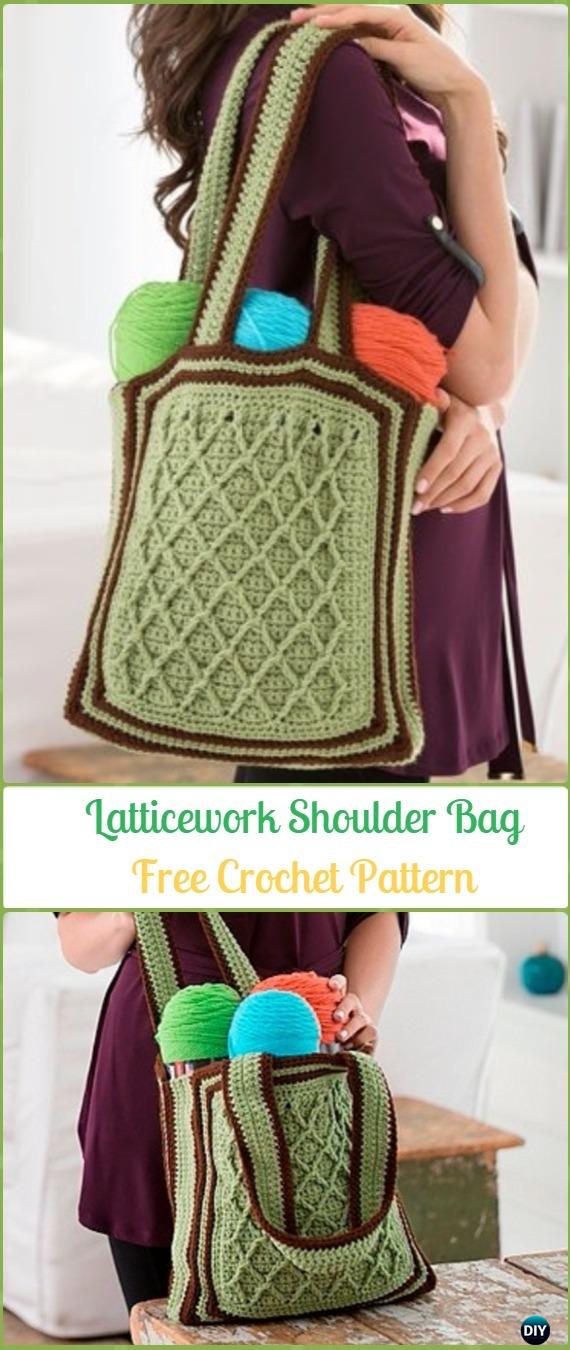 Crochet Latticework Shoulder Bag Free Pattern - Crochet Handbag Free Patterns Instructions