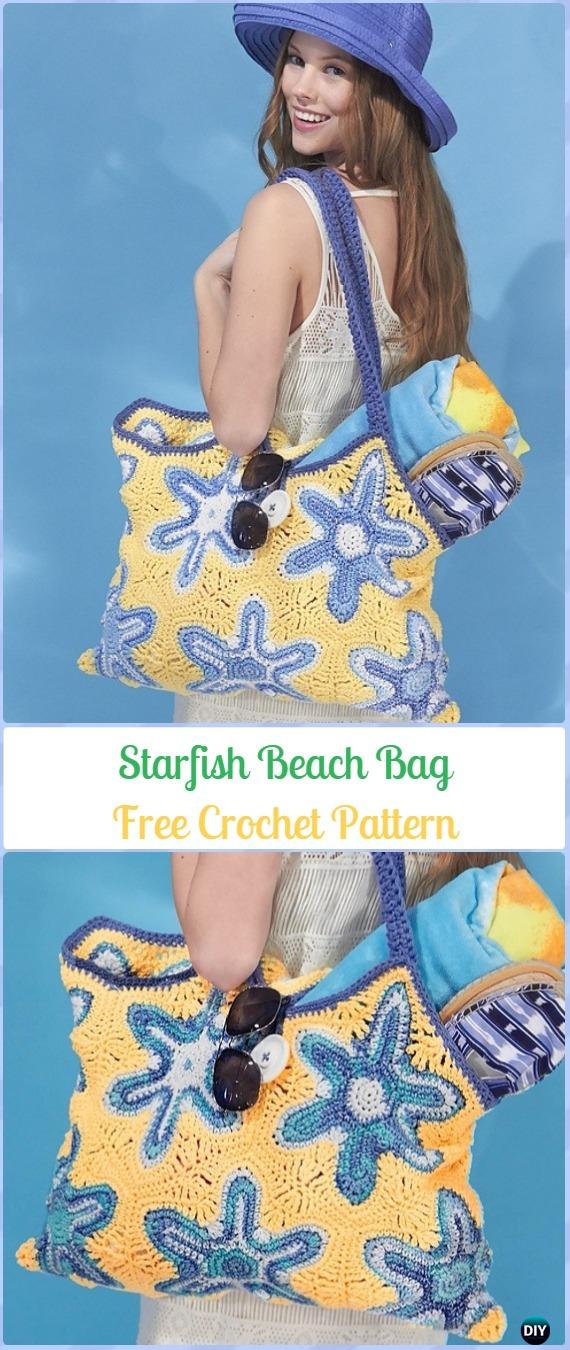 Crochet Starfish Beach Bag Free Pattern & Video - Crochet Handbag Free Patterns Instructions