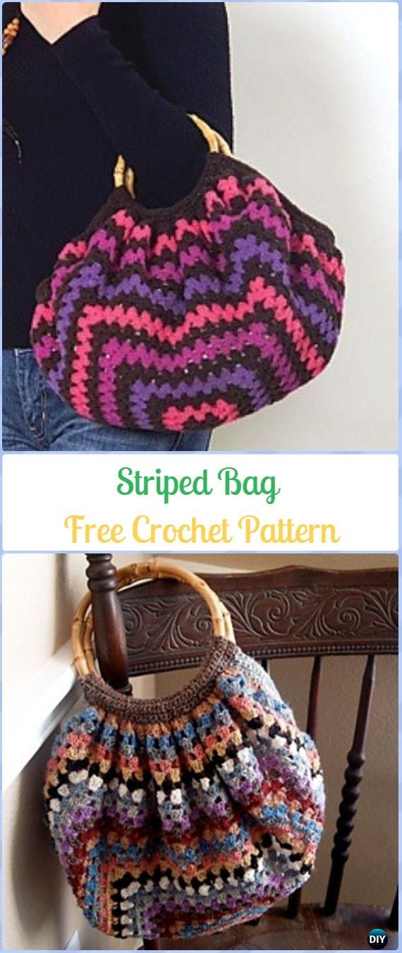 Crochet Striped Bag Free Pattern - Crochet Handbag Free Patterns Instructions
