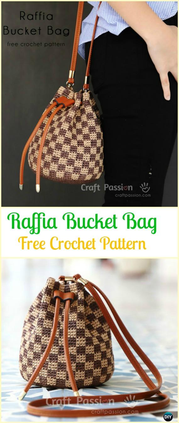 Crochet Raffia Bucket Bag Free Pattern - Crochet Handbag Free Patterns Instructions