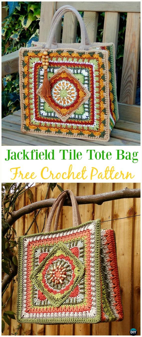 The Jackfield Tile Tote Bag Free Crochet Pattern - Crochet Handbag Free Patterns Instructions