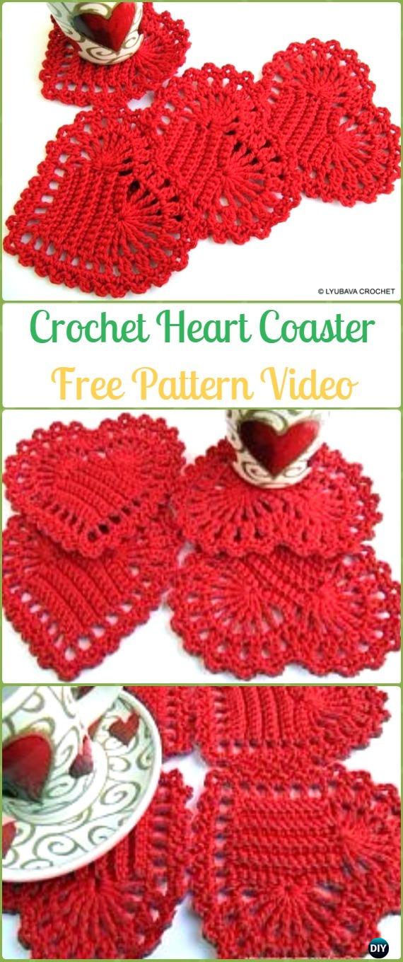 Crochet Heart Coaster Free Pattern-Crochet Heart Applique Free Patterns 