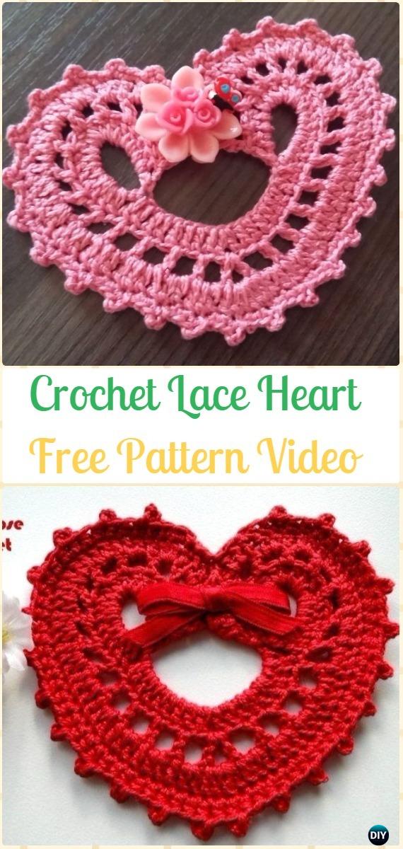 Crochet Lace Heart Free Pattern-Crochet Heart Applique Free Patterns 