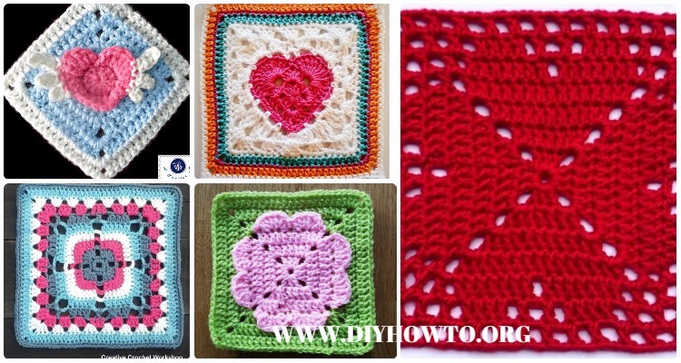 Crochet Heart Granny Square Free Patterns &amp; Tutorials