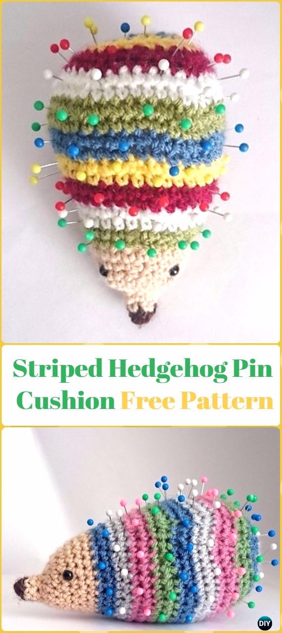 Amigurumi Striped Hedgehog Pin Cushion Free Pattern - Crochet Hedgehog Free Patterns
