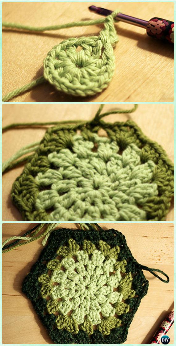 Crochet Granny Hexagon Motif Free Pattern - Crochet Hexagon Motif Free Patterns