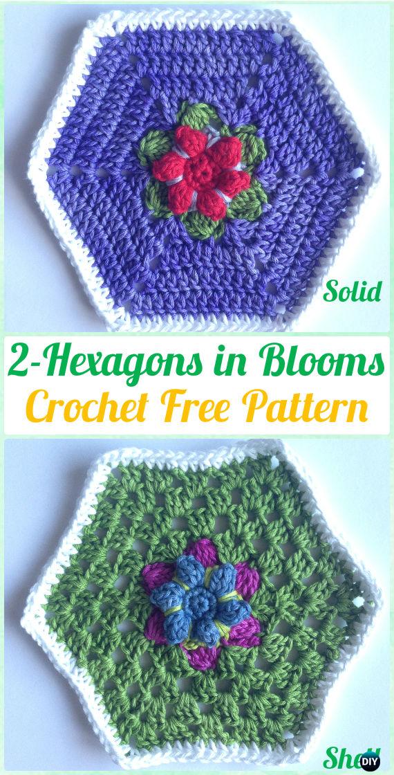 Crochet Hexagon in Bloom Motif Free Pattern - Crochet Hexagon Motif Free Patterns