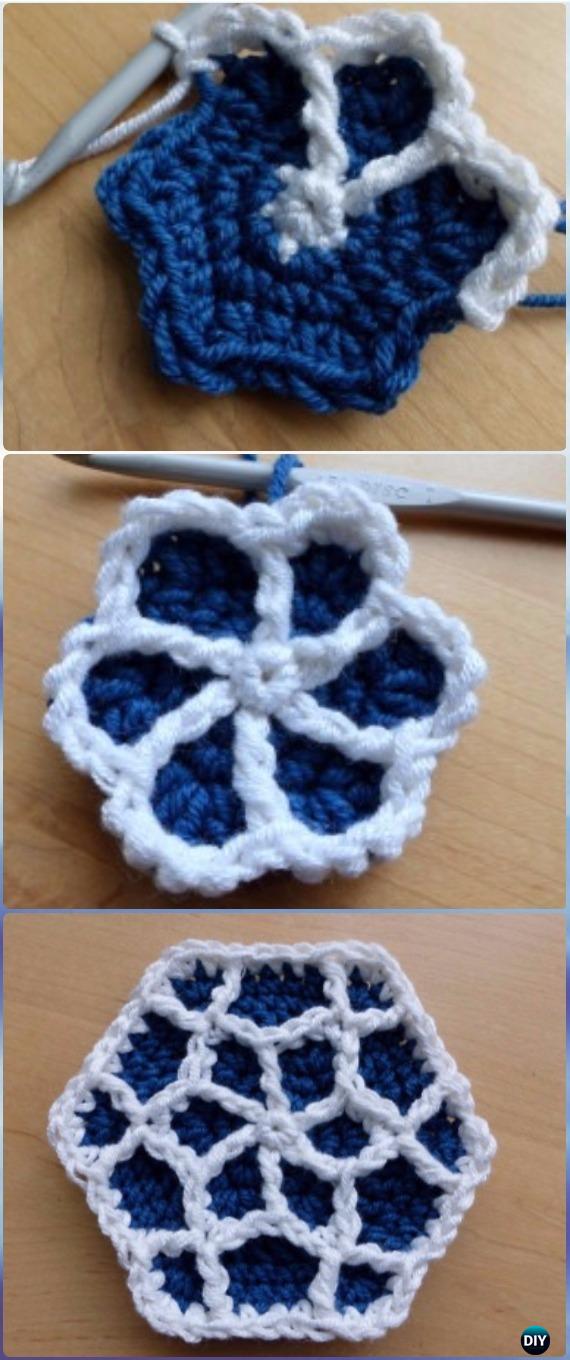 Crochet Moroccan Motif Hexagon Cushion Free Pattern - Crochet Hexagon Motif Free Patterns