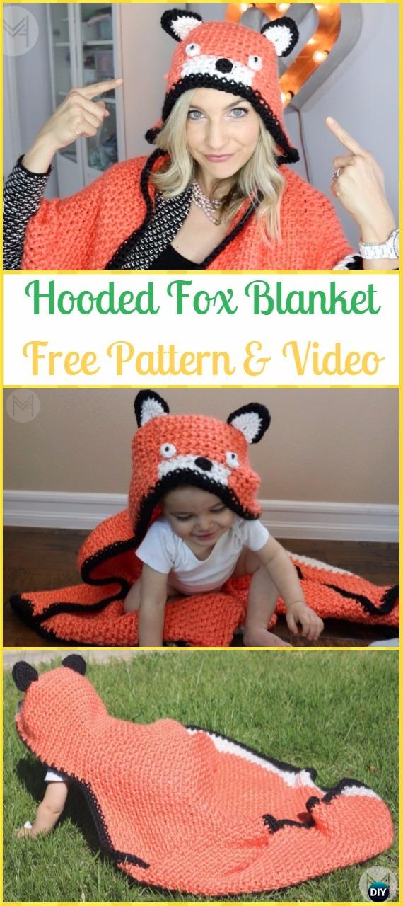 Crochet Hooded Fox Blanket Free Pattern & Video - Crochet Hooded Blanket Free Patterns