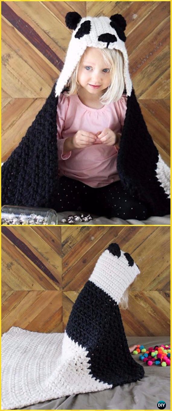 Crochet "Panda Bear Hug" Hooded Blanket Free Pattern - Crochet Hooded Blanket Free Patterns