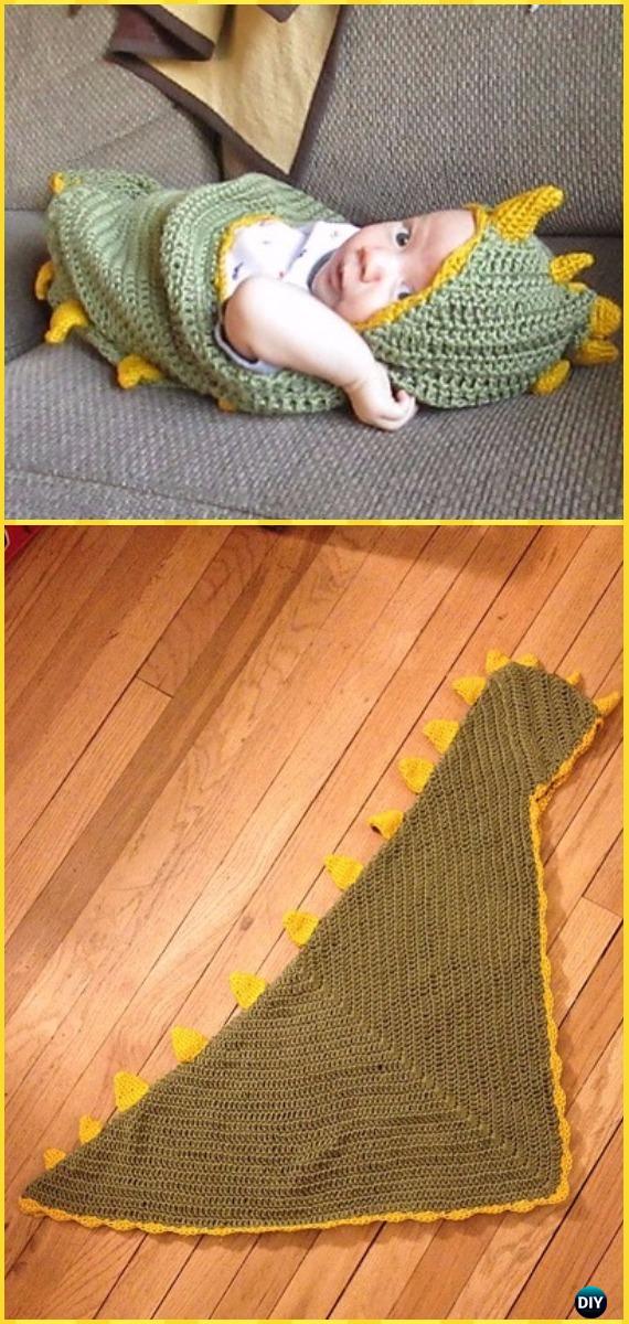 Crochet Dino Baby Hooded Blanket Free Pattern - Crochet Hooded Blanket Free Patterns
