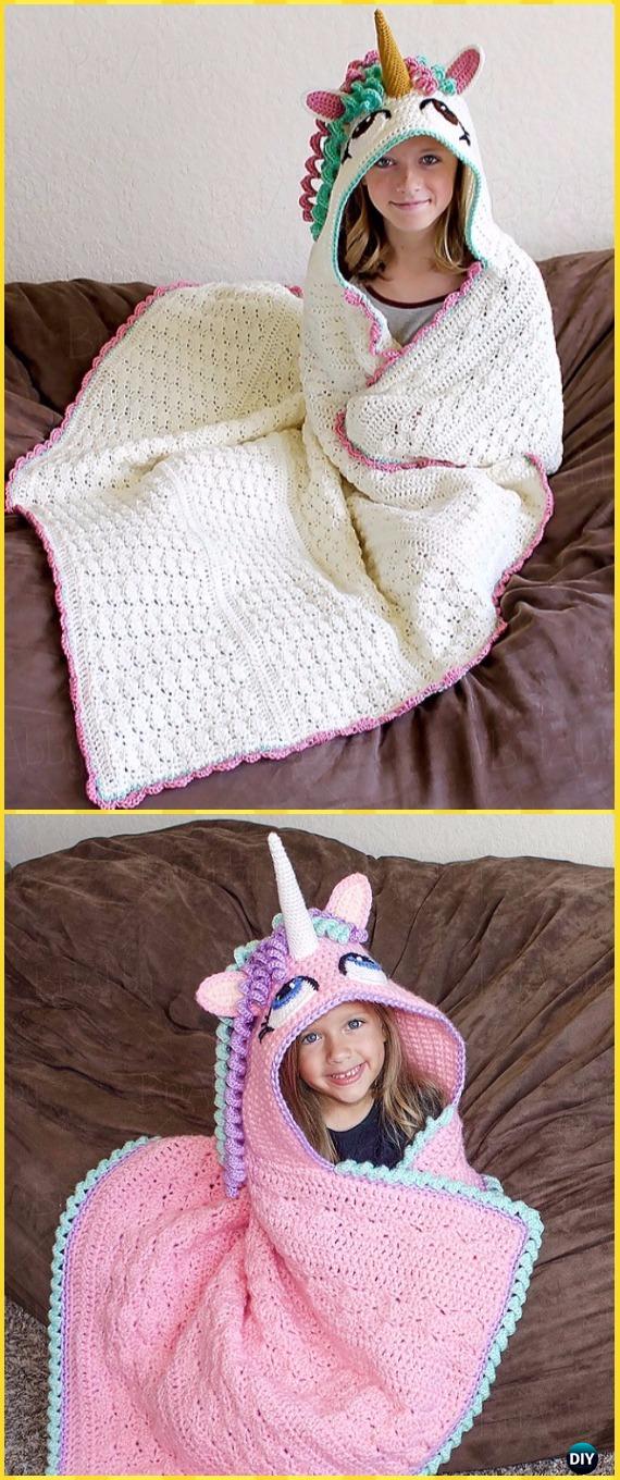 Crochet Hooded Unicorn Blanket Paid Pattern- Crochet Hooded Blanket Patterns