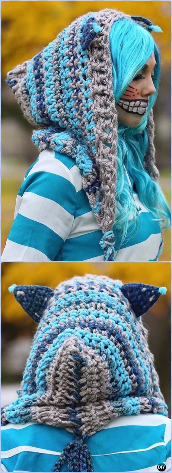 Crochet Cheshire Cat Hoodie Free Pattern & Video - Crochet Hoodie Scarf Free Patterns