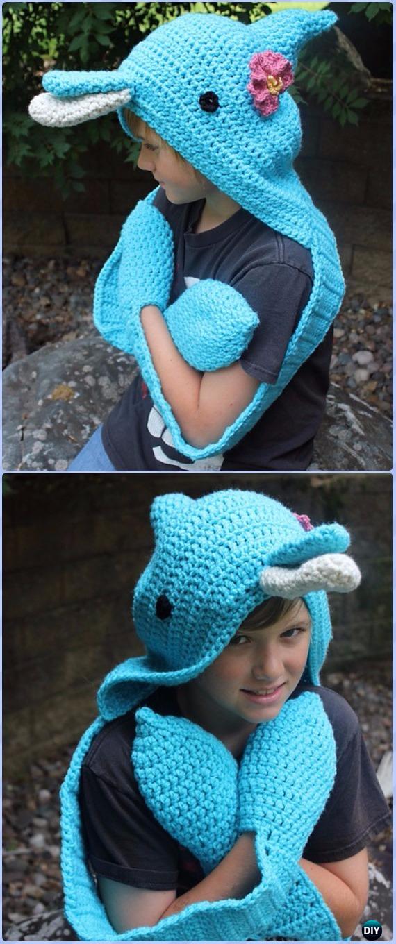 Crochet The Courtney Dolphin Scoodie Paid Pattern - Crochet Hoodie Scarf Patterns