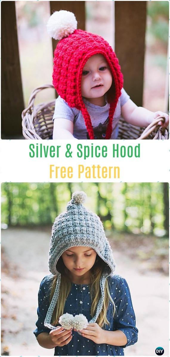 Crochet Silver and Spice Hood Free Pattern - Crochet Hoodie Scarf Free Patterns
